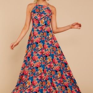 Blue floral maxi dress